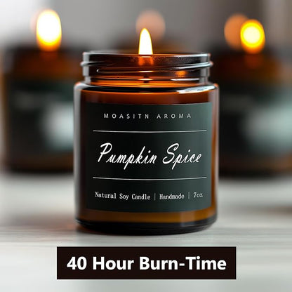 MOASITN Pumpkin Spice Heavenly Scented Candles for Home| Natural Soy Fall Candle| Handmade Long Lasting Aromatherapy Candle| Jar Candel for Women,Men as Halloween,Birthday,Relaxing Gifts| 7oz