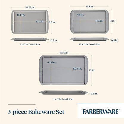 Farberware Nonstick Bakeware 3-Piece Cookie Pan Set