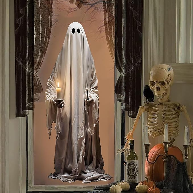 Halloween Window Clings for Glass 2 Sheets Ghost Window Decals Spooky Window Stickers Reusable Windows Cling for Halloween Fall Party Supplies Home School Office Glass Decorations