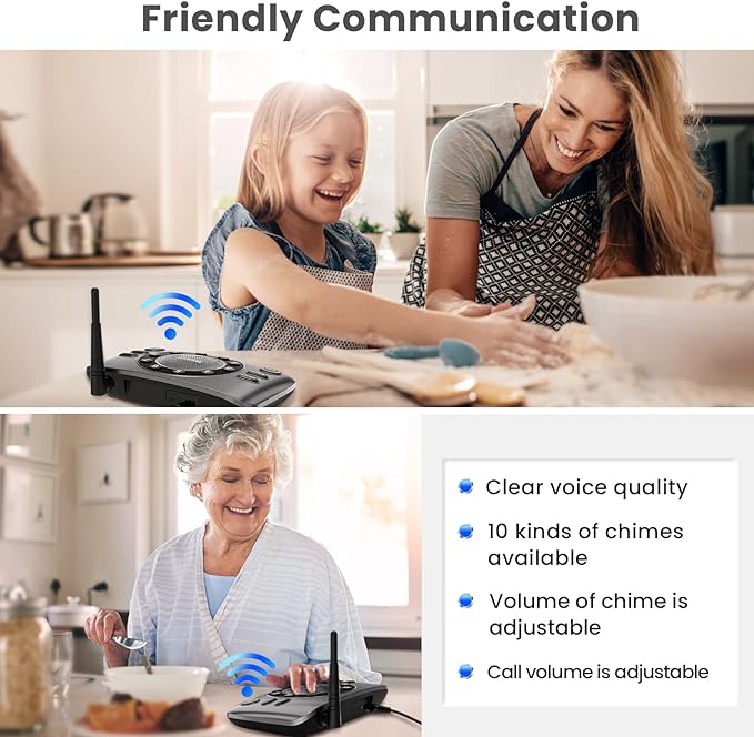 Hands-Free Intercoms Wireless for Home Business, Wuloo Upgrade Two Way Audio