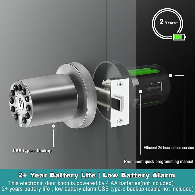 BOTHSTAR Keypad Door Knob with Key, Keyless Entry Door Lock, Code Locks Door