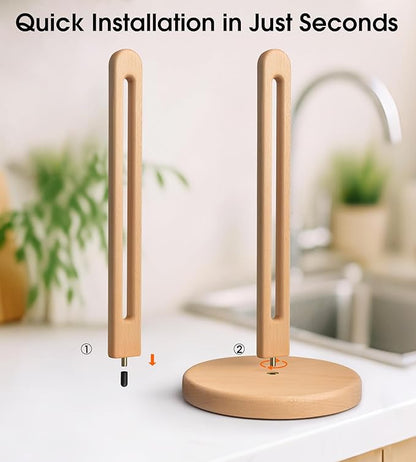 KitchLife Wooden Paper Towel Holder Countertop, 6.5" Jumbo Base, Fits Jumbo