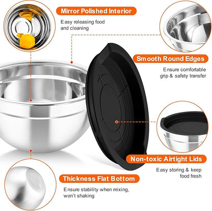 TeamFar Mixing Bowls with Airtight Lids,