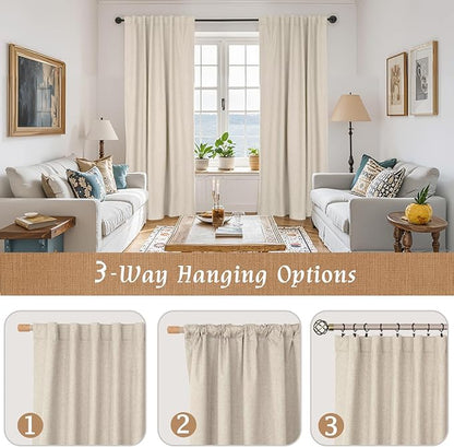 LAMIT Linen 100% Blackout Window Curtains