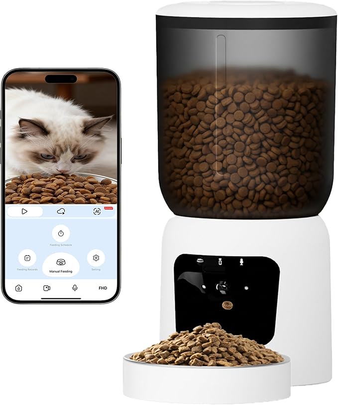Automatic Cat Feeder with 2K Camera, 5G WiFi Smart Pet Food Dispenser