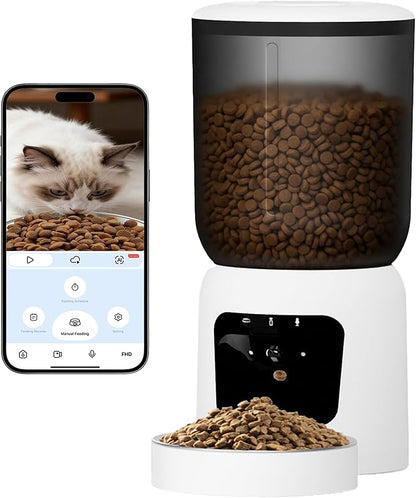 Automatic Cat Feeder with 2K Camera, 5G WiFi Smart Pet Food Dispenser