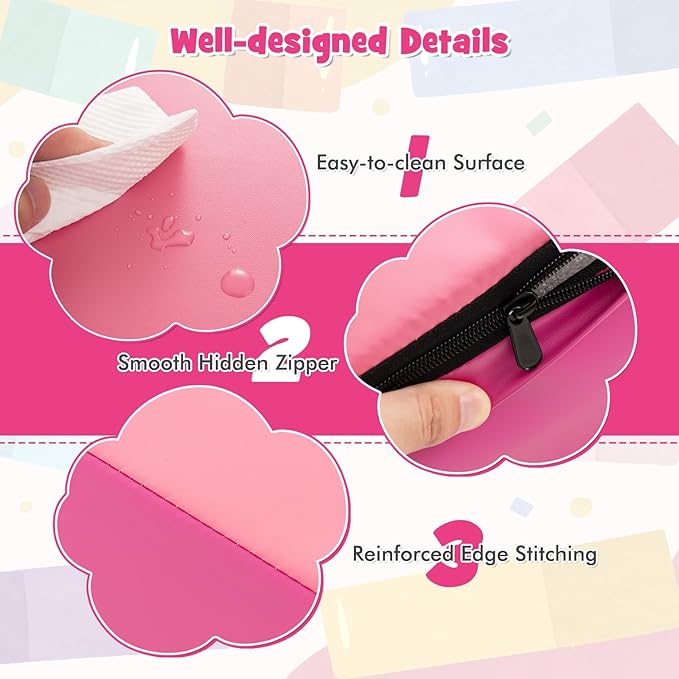HONEY JOY 5-Piece Climb and Crawl Playset, Soft Climbing Foam Block Activity Play Structure Gym Equipment for Infant Baby, Color Coordination, Waterproof Indoor Climbing Toys for Toddlers (Pink)