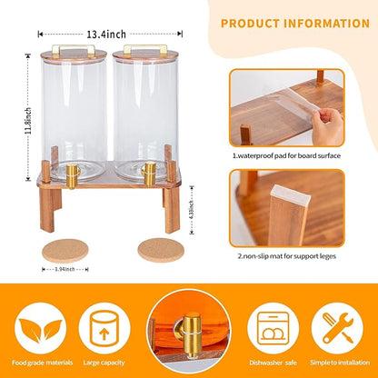 2 PACK 1.5 Gallon Glass Beverage Dispenser