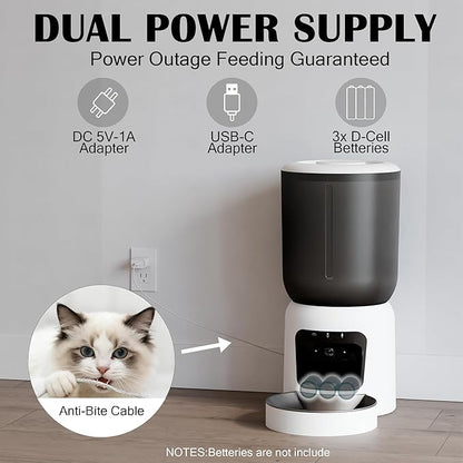 Automatic Cat Feeder with 2K Camera, 5G WiFi Smart Pet Food Dispenser