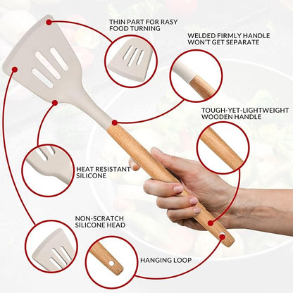 E-far Kitchen Utensils Set of 12, Silicone Cooking Utensils