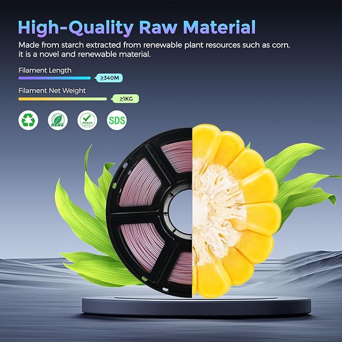 FLASHFORGE PLA Filament 1.75mm +/- 0.02mm Rose Quartz, Color Changeable 3D Printer Filament 1kg (2.2lbs), Chameleon 3D Printing Filament Changing Colors with Light, Perfectly Hide The Layer Line