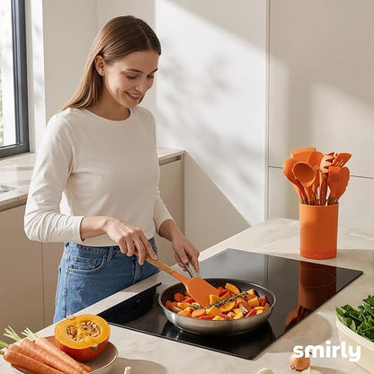 Silicone Kitchen Utensils Set & Holder: Cooking Utensils Set