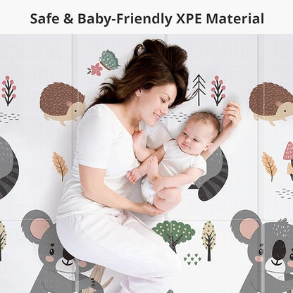 Baby Play Mat, PIGLOG Extra Large Foldable Play Mat for Babies and Toddlers, Infants, Upgraded Tear Proof Baby Crawling Mat, Reversible Waterproof Portable Playmat for Indoor Outdoor 71" x 79", Koala