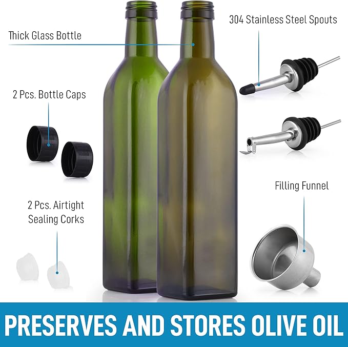 Zulay Kitchen (2 pack 17oz Olive Oil Dispenser Bottle