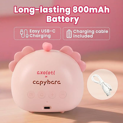 Axolotl Alarm Clock with Night Light for Kids – Cute Digital Sleep Trainer with LED Display, 3 Alarms, Countdown Timer, Adjustable Brightness – Rechargeable Bedside Clock for Boys and Girls
