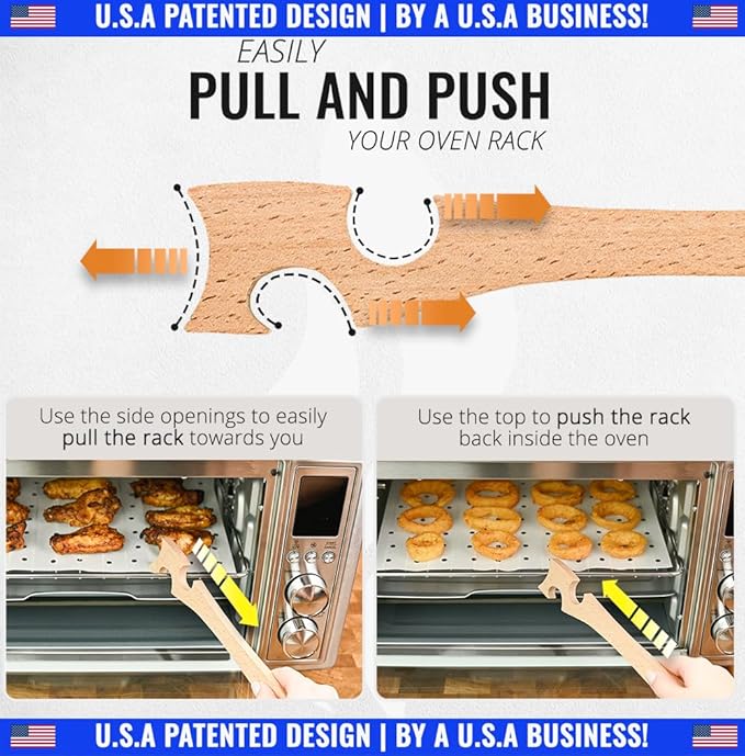 Wooden Oven Rack Puller Stick, Push Pull Tool