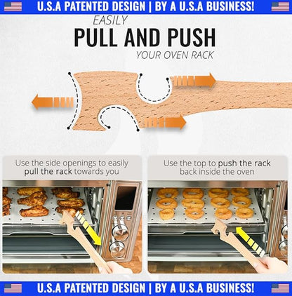 Wooden Oven Rack Puller Stick, Push Pull Tool