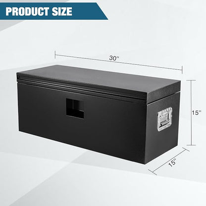 Underbody Truck Tool Box Steel Storage ToolBox, Tool Chest Organizer w/Lock and Keys For Pickup, Truck Bed, RV, Trailer, Heavy Duty Waterproof Black Box,30 x 15 x 15 Inch
