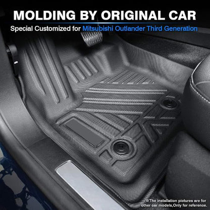KUST Floor Mats for 2011-2021 Mistubishi Outlander(Not for Sport and PHEV), All Weather Floor Liners for Outlander Accessories Rubber Front Rear 2 Row High Edge