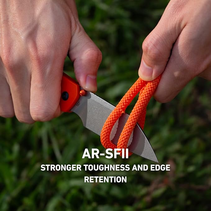 CJRB Pyrite-Light Folding Knife with 3.34'' Upgraded AR-SFII Steel Blade, Sharp Pocket Knives for Camping Survival Hiking, J1945 Orange