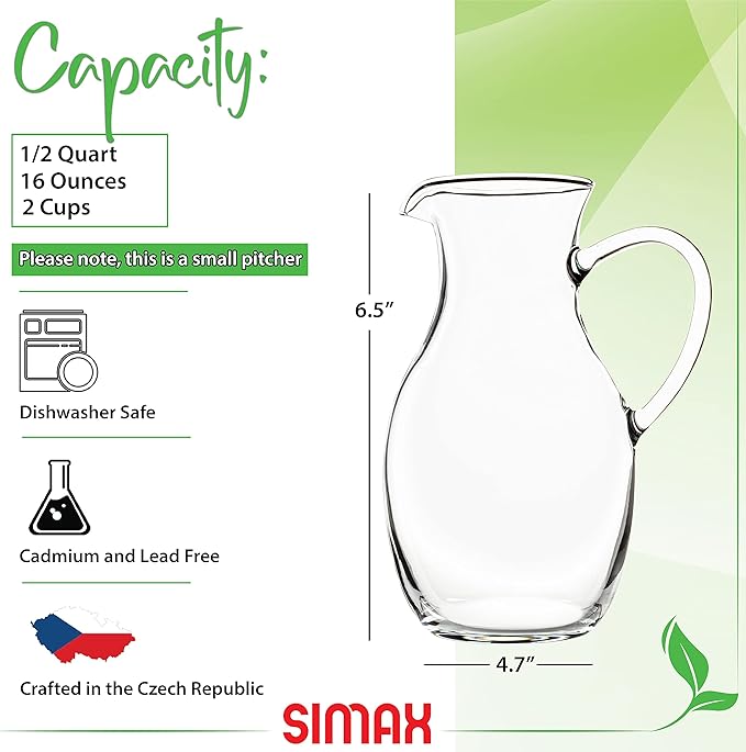 Simax Small 16 Ounce Borosilicate Glass Pitcher