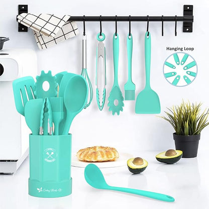 Silicone Kitchen Utensils Set, 16-Piece Silicone Cooking Utensils by Deedro