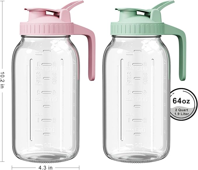 2 Pack - 64oz Glass Breast Milk Pitcher - Wide Mouth