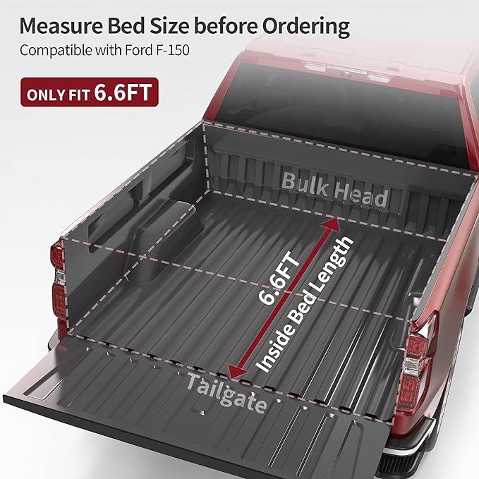 OEDRO Soft Quad Fold Tonneau Cover Truck Bed Covers Compatible with 2009-2014 Ford F-150 F150 6.5ft Bed