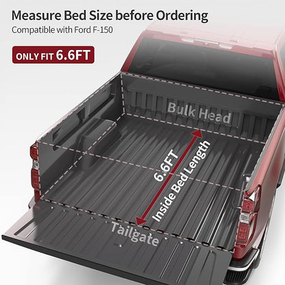 OEDRO Soft Quad Fold Tonneau Cover Truck Bed Covers Compatible with 2009-2014 Ford F-150 F150 6.5ft Bed