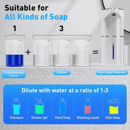 Fantictas Automatic Soap Dispenser, Touchless Hand Wall Mount Rechargeable 3