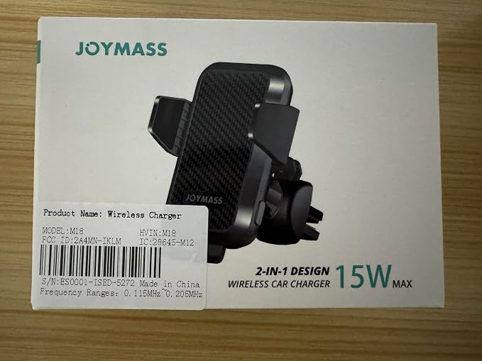 Wireless Car Charger, JOYMASS 15W Fast Charging Auto Clamping Car Charger Cell Phone Holder Mount Vent for iPhone 15 14 13 12 Mini Pro Max, Samsung Galaxy S24 Ultra S23 S22 S21+ Note 20, etc - Blue
