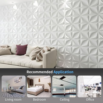 Art3d 19.7" x 19.7" 3D Wall Panels Lucky Leaves PVC Wall Panel