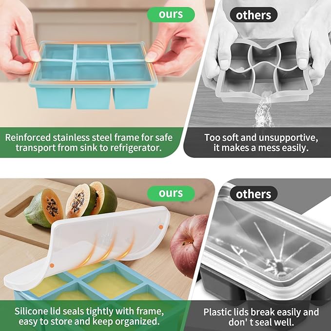 Large Ice Cube Tray for Whiskey: FDDBI Silicone Ice Cube Trays
