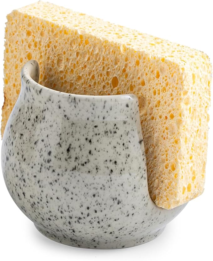 Zoeeker Sponge Holder for Kitchen Sink, Ceramic Dish Sponge Dish Rack Scrubby