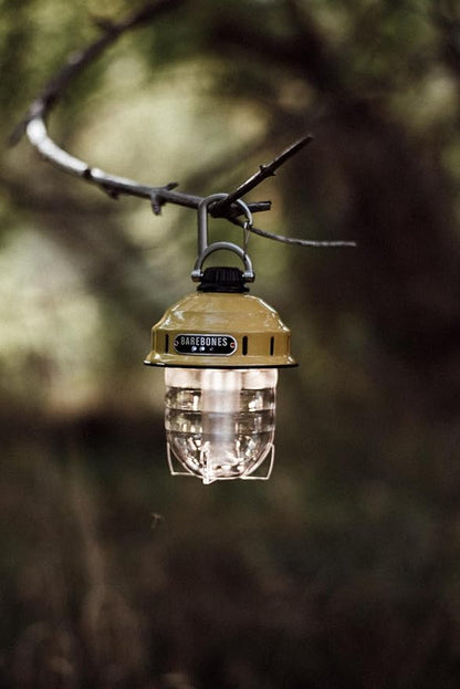 Barebones Beacon Hanging Light ??Dusty Yellow, Rechargeable LED Camping Lantern with Adjustable Brightness ??Weatherproof Vintage-Style Hanging Lantern for Outdoor Adventures and Year-Round Use