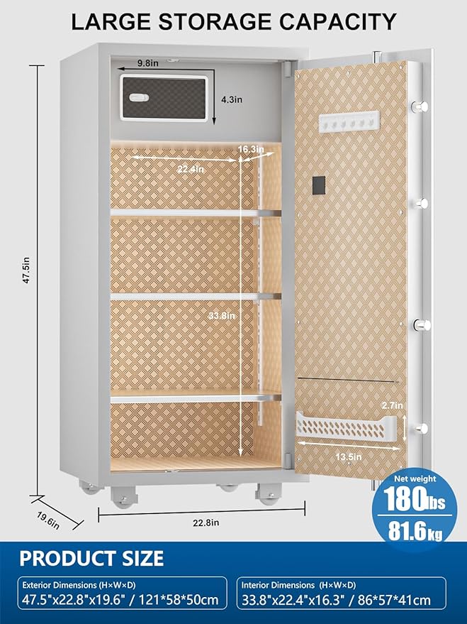 TIGERKING 11.5 Cu Ft Large Heavy Duty Home Security Safe – Digital Touchscreen