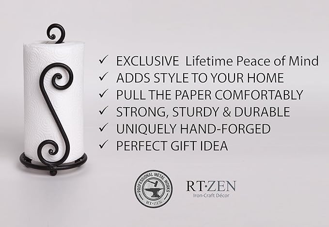 RTZEN Matte Black Paper Towel Holder Countertop