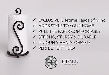 RTZEN Matte Black Paper Towel Holder Countertop