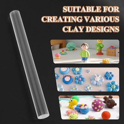 20 Pcs Acrylic Clay Roller, 6.5 Inch Round Tube Roller Pin Plastic Rolling Pin