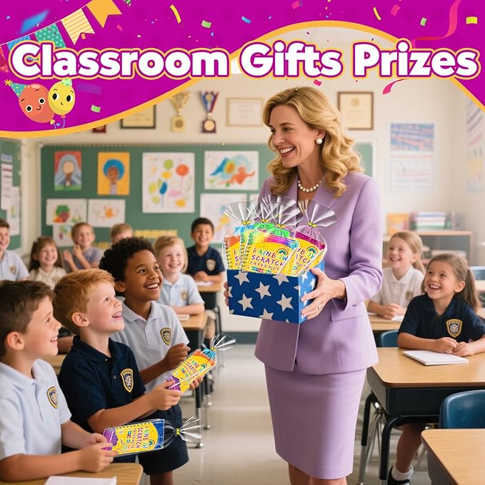 Party Favors for Kids 4-8-12: 24 Pack Scratch Rainbow Art Crafts Notebook, Coloring Book Goodie Bags Stuffers Kit, Bulk Birthday Gift Classroom Prizes Girl Boy Toddler