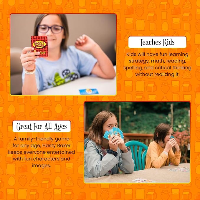 Hasty Baker Family Card Game - A Race to Collect Ingredients and Complete Recipes, for Families, Adults, Kids, Ages 7+, 2-6 Players, by GoChuckle