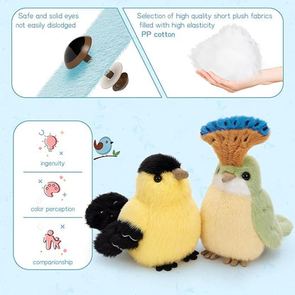 Muiteiur 6 Pcs Bird Stuffed Animals Set,6 Inch Soft Plush Toy, Stuffed Animal Bulk for Kids Boys Girls, Bird Lovers, Birthday Theme Decor