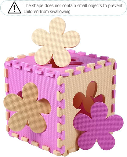 Foam Play Mat for Kids，25Pcs Square Interlocking Puzzle Floor Mat，Baby Play Mat Floor Mat Foam Puzzle Playmat for Toddlers with Fence（Pink Flower-CSH032