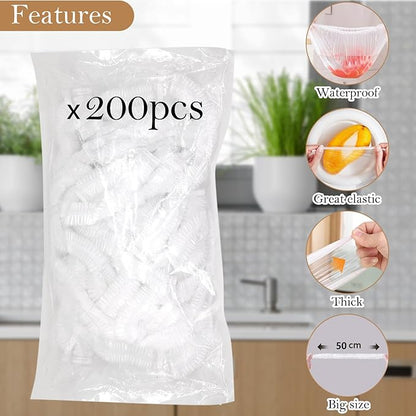 200pcs Reusable Shower Caps for Sourdough Bread Proofing, Plastic Covers