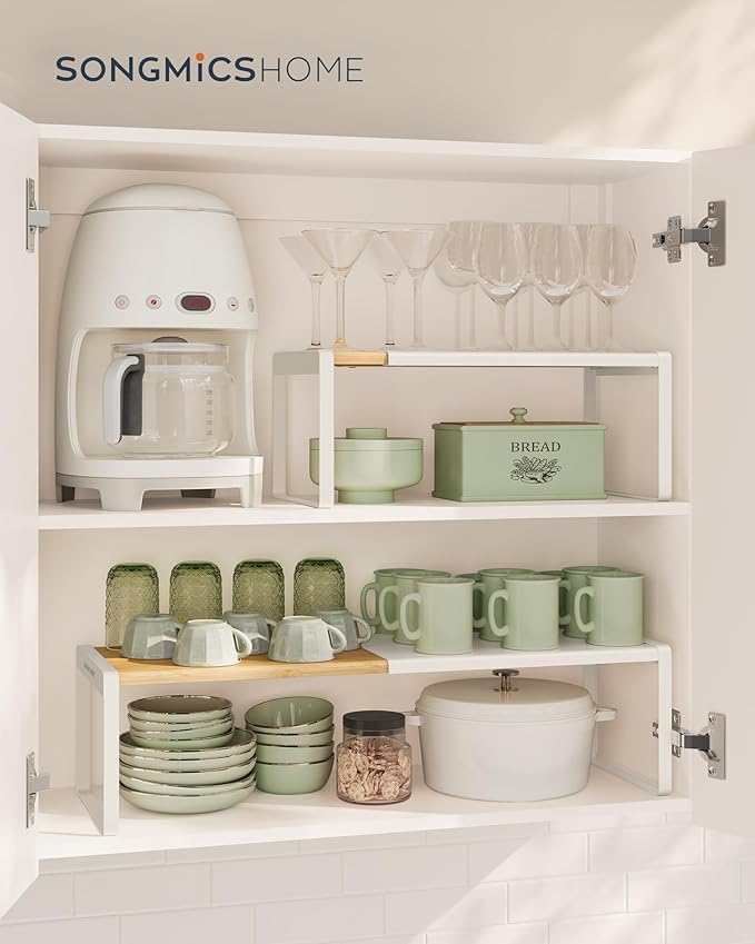 SONGMICS HOME Spice Rack, Expandable Cupboard Shelf Orgnizer, Kitchen Counter