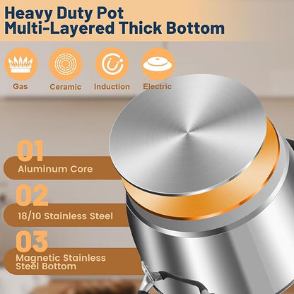 AOSION 6 Quart Stainless Steel Stock Pot