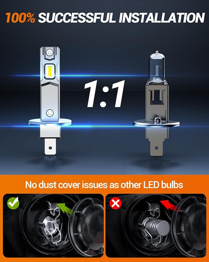 SEALIGHT S2S H1 H7/H7LL Light Bulbs Wireless 140,000LM, 900% Brighter H7 H1 LED Fog Bulbs 6500K Cool White, Plug and Play, No Adapter Required, IP68 Waterproof, Pack of 4