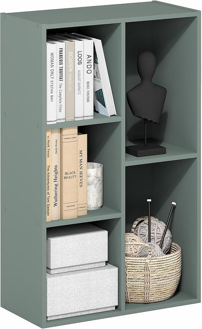 Furinno LUDER Book Shelf, 5-Cube Bookshelf, Reversible Bookcase, 9.4 x 19.5 x