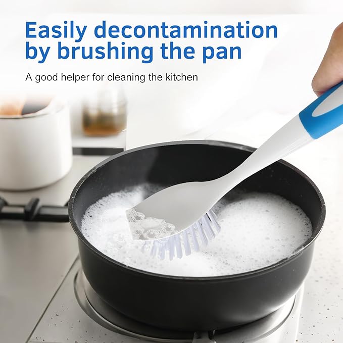 Long Handle Kitchen Cleaning Brush Set of 2, Long Handle Tableware Brush