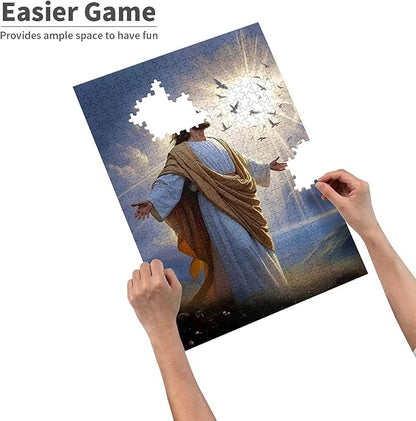 500 Pieces, Jesus. Premium Quality Wooden Puzzle,Intellectual Challenge, Stress Relieving Puzzle, Relaxing Family Activities, Decoration and Holiday Gifts.Size: 20.5x15 in